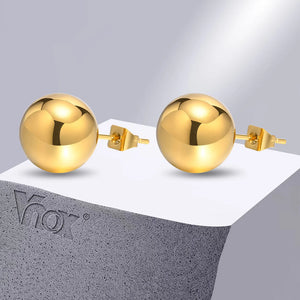 Stainless Steel 12MM Ball Stud Earrings for Women Jewelry