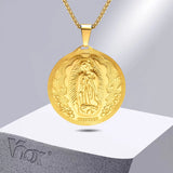 Virgin Mary Pendant Necklace Stainless Steel Collar Religious Jewelry