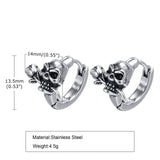 Gothic Skull Skeleton Huggie Hoop Earrings Men Boys Halloween