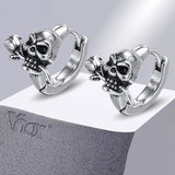 Gothic Skull Skeleton Huggie Hoop Earrings Men Boys Halloween