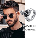 Gothic Skull Skeleton Huggie Hoop Earrings Men Boys Halloween