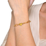 Stainless Steel Heart Charm Bracelet for Women - Geometric Link Chain