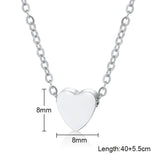 Heart Love Charm Necklace Engraving Name Stainless Steel Choker Collar