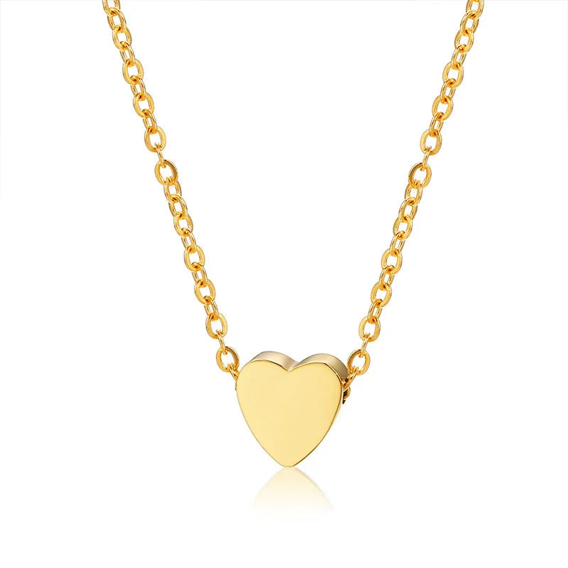 Heart Love Charm Necklace Engraving Name Stainless Steel Choker Collar