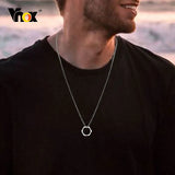 Hexagon Pendant Men's Necklace, Geometric Punk Rock Neck Collar
