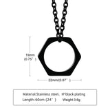 Hexagon Pendant Men's Necklace, Geometric Punk Rock Neck Collar