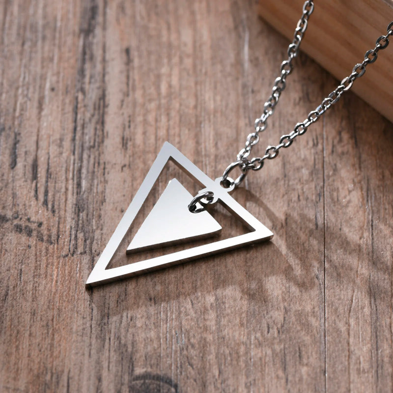 Hexagon Pendant Men's Necklace, Geometric Punk Rock Neck Collar
