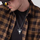 Hexagon Pendant Men's Necklace, Geometric Punk Rock Neck Collar