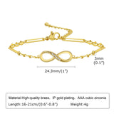 Infinity Love Charm Bracelet for Women, Plated Stainless Steel Paperclip Chain