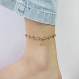 Evil Eye Bead Initial Anklet Stainless Steel A-Z Summer Jewelry