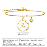 Alphabet Coin Charm Bracelet Stainless Steel Star Wristband