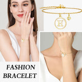 Alphabet Coin Charm Bracelet Stainless Steel Star Wristband
