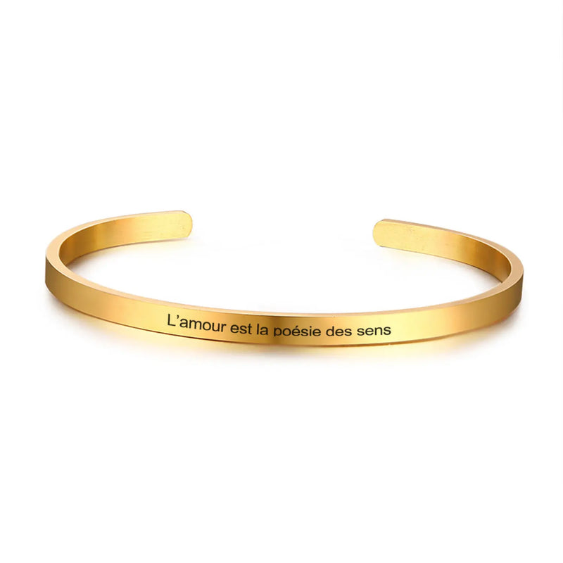 Inspirational Bracelet for Women 4mm Cuff Bangle Gift Support Spanish French