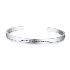 Inspirational Bracelet for Women 4mm Cuff Bangle Gift Support Spanish French