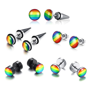 Pride Rainbow Stud Earrings Stainless Steel Punk Jewelry