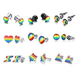 Pride Rainbow Stud Earrings Stainless Steel Punk Jewelry