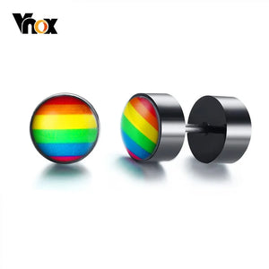 Pride Rainbow Stud Earrings Stainless Steel Punk Jewelry