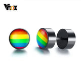 Pride Rainbow Stud Earrings Stainless Steel Punk Jewelry