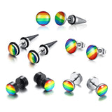Pride Rainbow Stud Earrings Stainless Steel Punk Jewelry