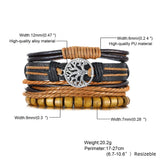 Leather Bracelet Set Men Women Casual Rudder Star Charm Wristband