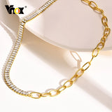 CZ Choker Necklace for Women, Stainless Steel Neck Collar 35cm