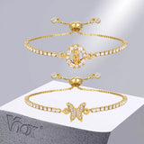 CZ Stone Tennis Chain Bracelet with Gold Butterfly Charm