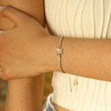 CZ Stone Tennis Chain Bracelet with Gold Butterfly Charm