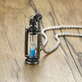 Memory Hourglass Men's Necklace Vintage Stainless Steel Pendants