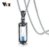 Memory Hourglass Men's Necklace Vintage Stainless Steel Pendants