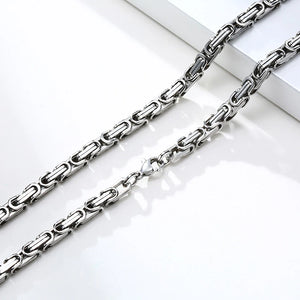 Men Basic Stainless Steel Chain Necklace 4mm Wide Metal Collar Punk Jewelry