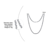 Men Basic Stainless Steel Chain Necklace 4mm Wide Metal Collar Punk Jewelry