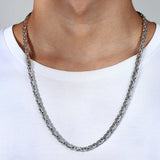 Men Basic Stainless Steel Chain Necklace 4mm Wide Metal Collar Punk Jewelry