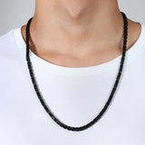 Men Basic Stainless Steel Chain Necklace 4mm Wide Metal Collar Punk Jewelry