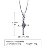 Rose Cross Necklace Stainless Steel Box Chain Unisex Jesus Faith Collar