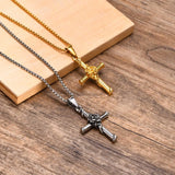 Rose Cross Necklace Stainless Steel Box Chain Unisex Jesus Faith Collar