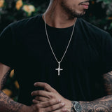 Rose Cross Necklace Stainless Steel Box Chain Unisex Jesus Faith Collar