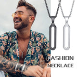 Men's Stainless Steel Geometric Necklace with Box Chain
