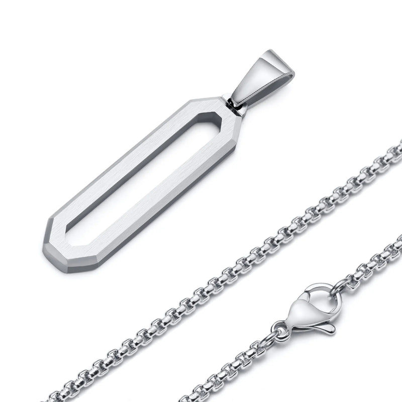 Men's Stainless Steel Geometric Necklace with Box Chain