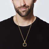 Geometric Stone Pendant Necklace, Stainless Steel Collar
