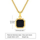 Geometric Stone Pendant Necklace, Stainless Steel Collar