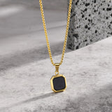 Geometric Stone Pendant Necklace, Stainless Steel Collar