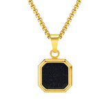 Geometric Stone Pendant Necklace, Stainless Steel Collar