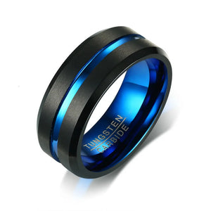 Thin Line Tungsten Ring Wedding Bands 8MM Men Carbide Rings