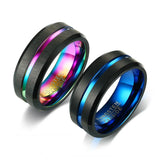 Thin Line Tungsten Ring Wedding Bands 8MM Men Carbide Rings