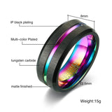 Thin Line Tungsten Ring Wedding Bands 8MM Men Carbide Rings