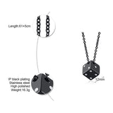 Men's Cube Dice Style Necklaces Stainless Steel Lucky for Him Jewelry