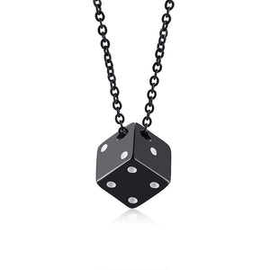 Men's Cube Dice Style Necklaces Stainless Steel Lucky for Him Jewelry