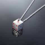 Men's Cube Dice Style Necklaces Stainless Steel Lucky for Him Jewelry