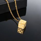 Men's Cube Dice Style Necklaces Stainless Steel Lucky for Him Jewelry