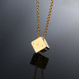 Men's Cube Dice Style Necklaces Stainless Steel Lucky for Him Jewelry